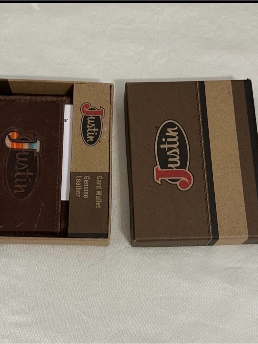 Justin Boots Brown Leather Card Sleeve with Multicolor 'J' Detail